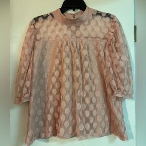 Sheer Sleeved Polka Dot Blouse